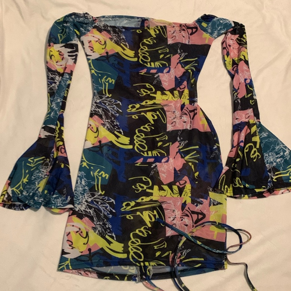 SEXY SHEER GRAFFITI BODYCON